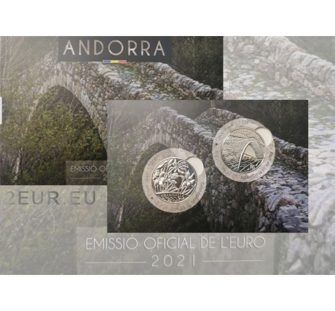 ANDORRA 1,25 EURO 2021 - Cultural Heritage of Andorra - Narcissus Poeticus - Margineda Bridge