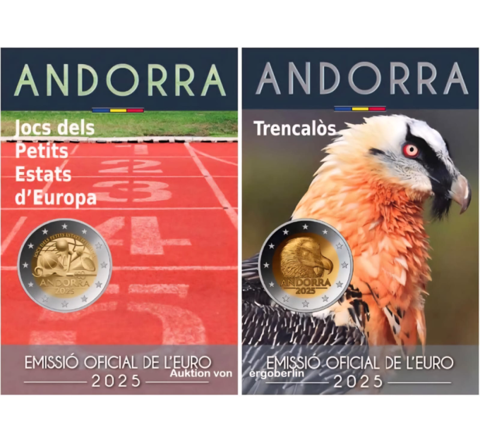 Andorra 2 euro BU coincard 2025 - Games of the Small States of Europe + Bearded-vulture