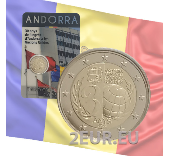 Andorra 2 euro BU coincard 2023 - 30 Years of Andorra's Accession to the United Nations