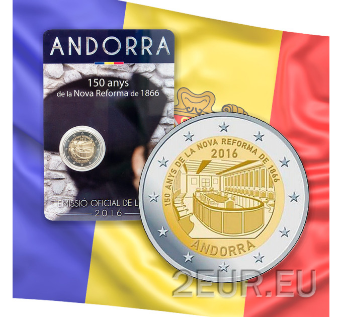 Andorra 2 euro BU coincard 2016 - 150th anniversary of the new reform 1866