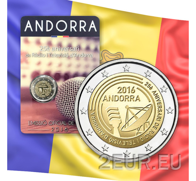 Andorra 2 euro BU coincard 2016 - 25th Anniversary of the Radio and Television of Andorra
