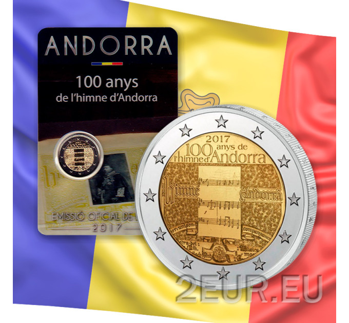 Andorra 2 euro BU coincard 2017 - 100 Years of the Anthem of Andorra