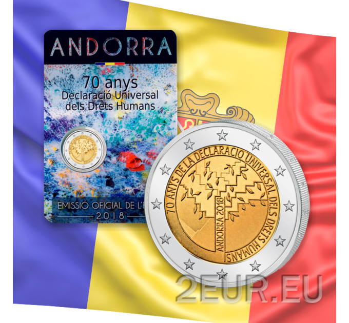 Andorra 2 euro BU coincard 2018 - 70th Anniversary of the Universal Declaration of Human Rights