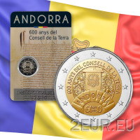 Andorra 2 euro BU mündikaart 2019 - Consell de La Terra 600 aastat