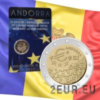 Andorra 2 euro BU mündikaart 2022 – 10 aastat rahakokkulepet Andorra ja ELi vahel