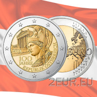 Austria 2 eurot UNC 2018 – Austria Vabariigi asutamise 100. aastapäev