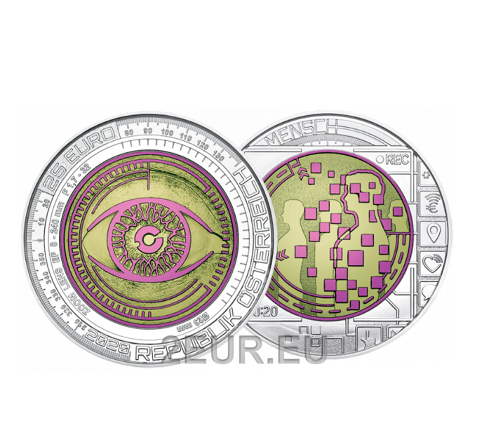 Austria 25 euro Silver Niobium Coin 2020 - Big Data