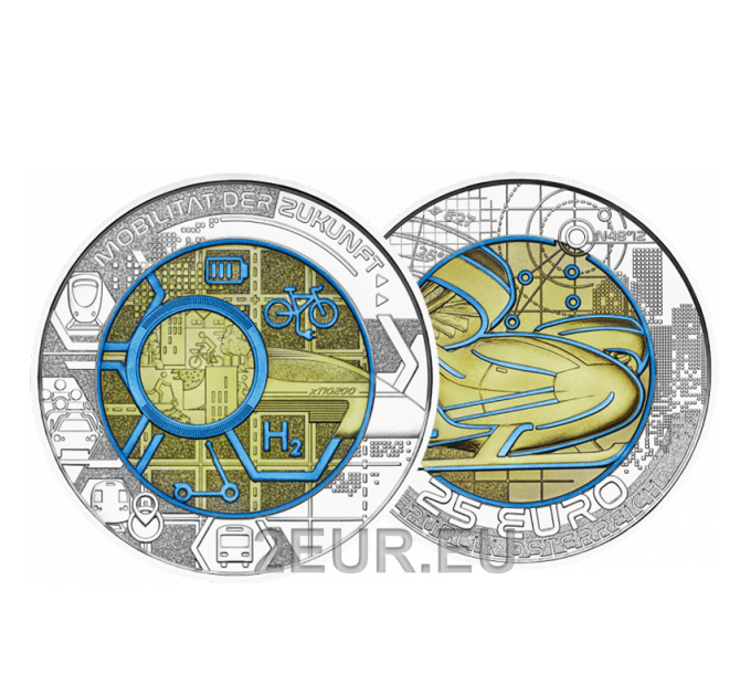 Austria 25 euro Silver Niobium Coin 2021 - SMART MOBILITY
