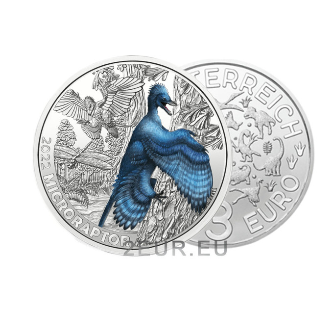 Austria 3 euro coin 2022 - Microraptor