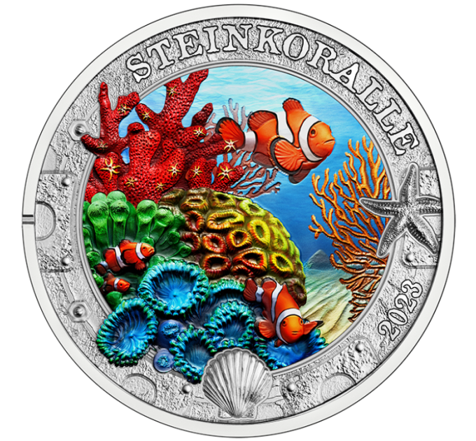 Austria 3 euro coin 2023-4 - Luminous Marine Life - STONY CORAL