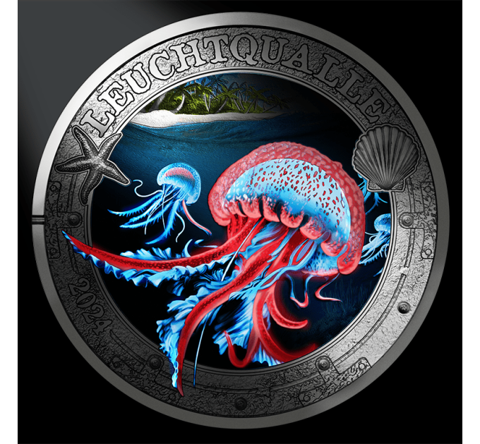Austria 3 euro coin 2024 - Luminous Marine Life - Luminous jellyfish