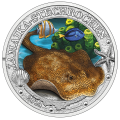 Austria 3 euro coin 2024 - Luminous Marine Life - Yellow Stingray