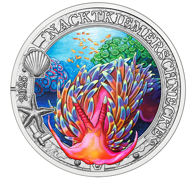 Austria 3 euro coin 2025 - Luminous Marine Life - Dorid Nudibranch