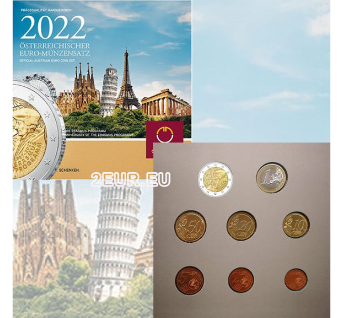 Austria Euro coin set BU 2022 - 35 years of the Erasmus program