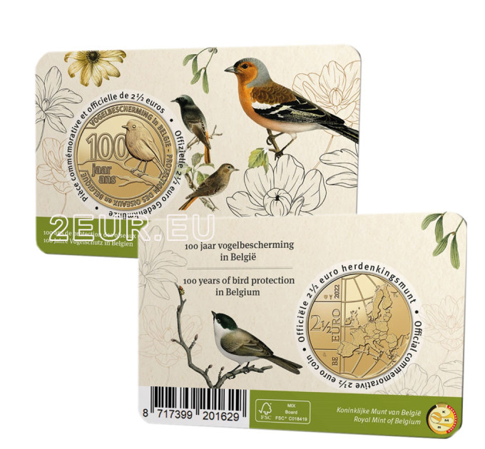 Belgium 2,5 euro BU 2022 - 100 Years of Bird Protection in Belgium - FR