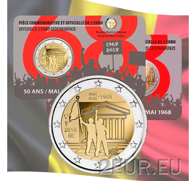 Belgium 2 euro BU 2018 - 50th Anniversary of May 1968 Events in Belgium - Student Revolt - FR
