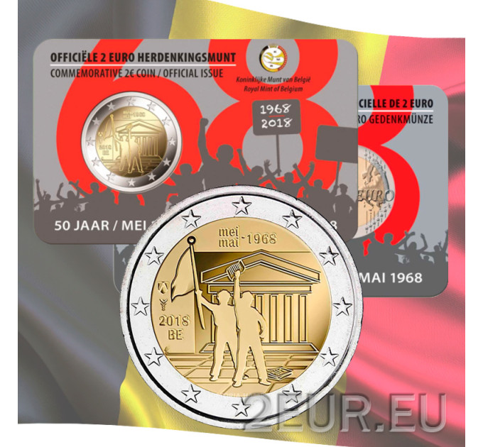 Belgium 2 euro BU 2018 - 50th Anniversary of May 1968 Events in Belgium - Student Revolt - NL