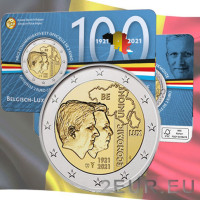  Belgia 2 eurot BU 2021 – Belgia 100. aastapäev – Luksemburgi majandusliit (BLEU) - FR