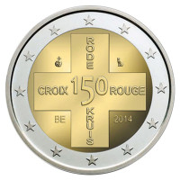 Belgia 2 euro UNC 2014 - 150 aastat Belgia Punast Risti