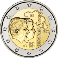 Belgia 2 euro UNC 2021 - Belgia - Luksemburgi majandusliidu 100. aastapäev (BLEU) 