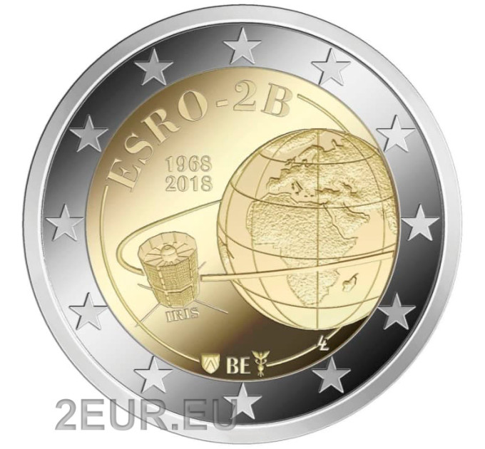 Belgium 2 euro UNC 2018 - European Satellite ESRO 2B