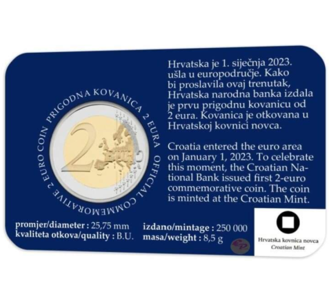 Croatia 2 euro BU 2023 - The Introduction of the Euro as the Official Currency of Croatia
