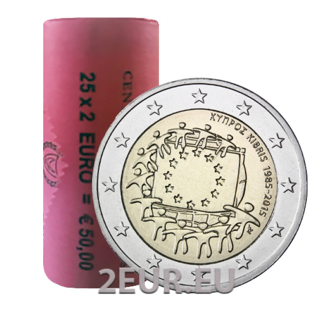 CYPRUS 2 EURO ROLL 2015 - 30th Anniversary of the EU Flag