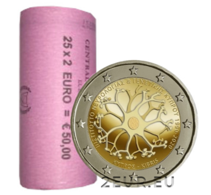 CYPRUS 2 EURO ROLL 2020 - 30 YEARS OF THE CYPRUS INSTITUTE OF NEUROLOGY AND GENETICS