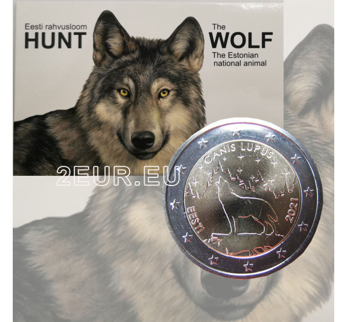 Estonia 2 euro BU 2021 - national animal - wolf