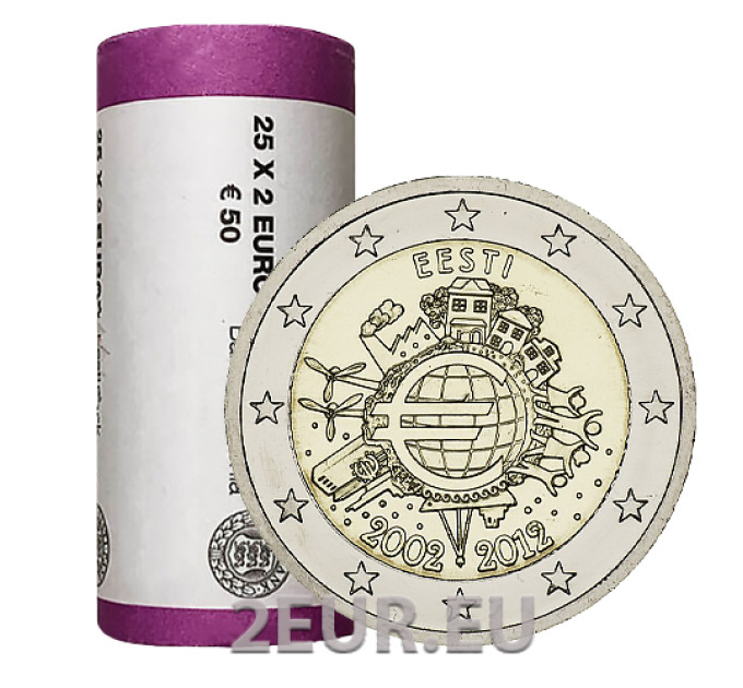 ESTONIA 2 EURO ROLL 2012 - TEN YEARS OF EURO