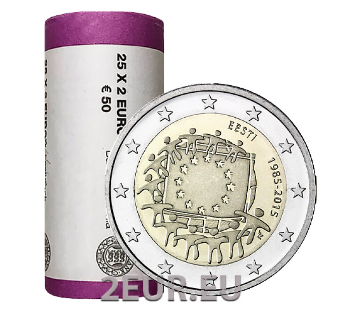 ESTONIA 2 EURO ROLL 2015 - 30th Anniversary of the EU Flag