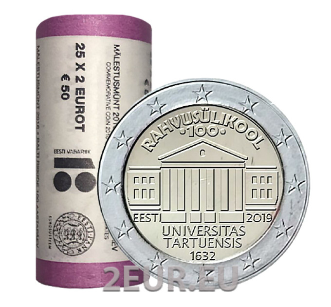 ESTONIA 2 EURO ROLL 2019 - 100th Anniversary of the Estonian Language University of Tartu