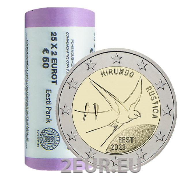 ESTONIA 2 EURO ROLL 2023 - National Bird - Barn Swallow