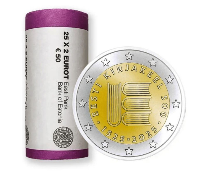 ESTONIA 2 EURO ROLL 2025 - 500 years of Estonian written language