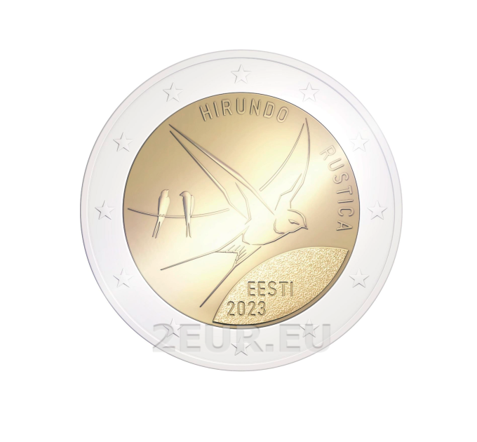 Estonia 2 euro UNC 2023 - National Bird - Barn Swallow