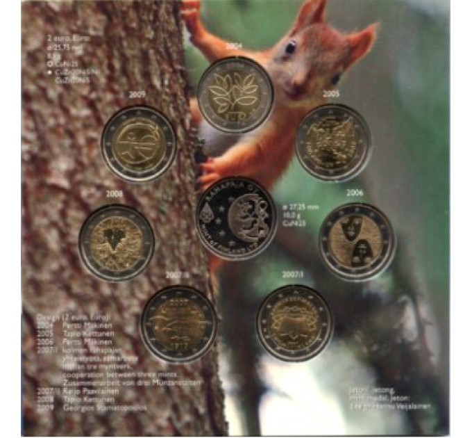 Finland 2 Euro BU Coins Set 2004–2009