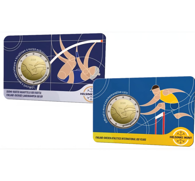 Finland 2 euro BU 2025 - 100 Years of Finland–Sweden Athletics International - Fin/Swed + Ang