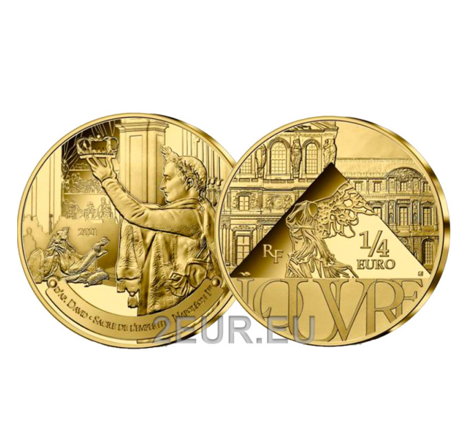 France 1/4 euro UNC 2021 - Louvre - The Coronation of Napoleon I.