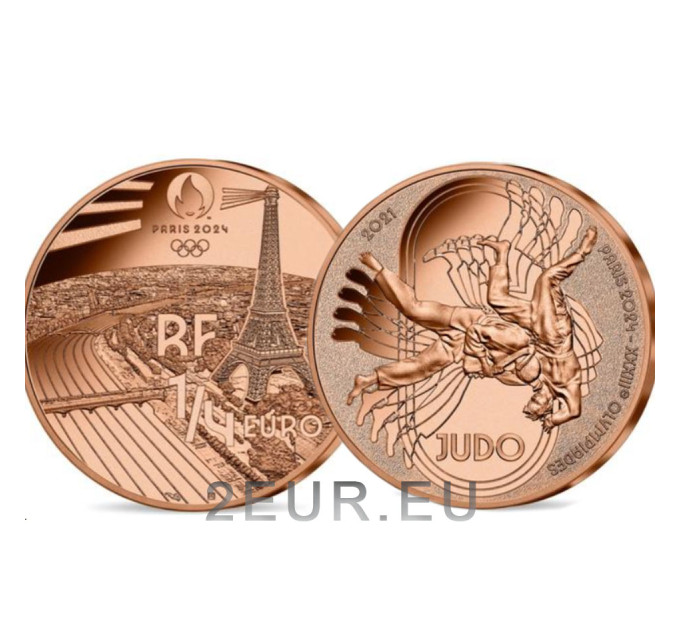 France 1/4 euro UNC 2021 - 2024 Olympic Games in Paris - Judo