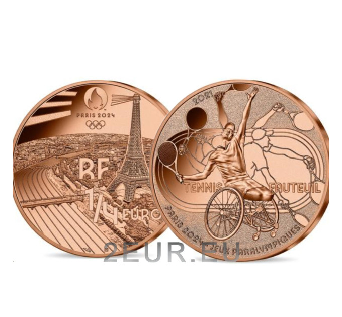 France 1/4 euro UNC 2021 - Paris 2024 Olympic Games - Wheelchair Tennis
