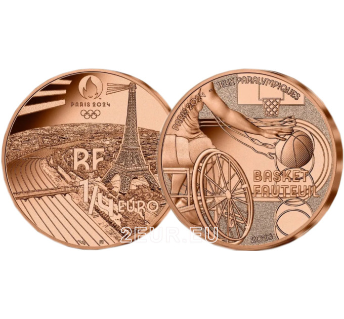 France 1/4 euro UNC 2023 - Paris 2024 Olympic Games - Sports Wheelchair Basket