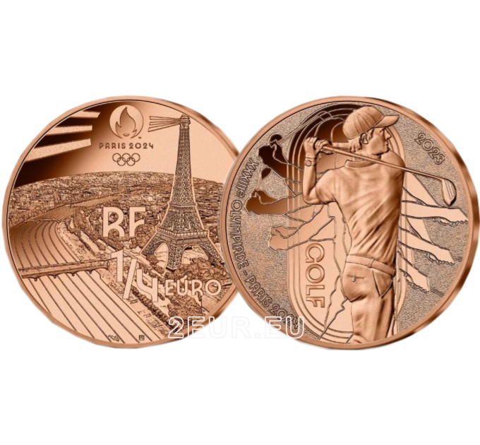 France 1/4 euro UNC 2023 - Paris 2024 Olympic Games - Golf