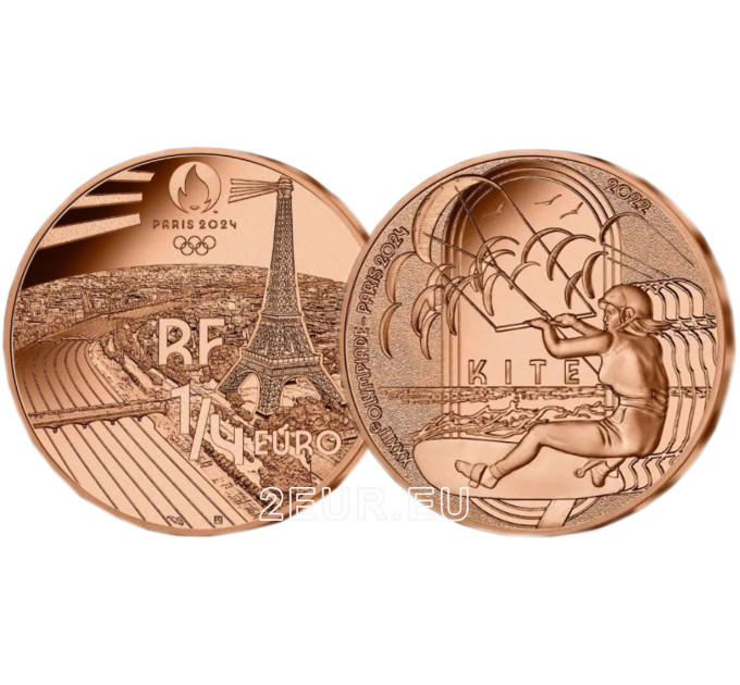 France 1/4 euro UNC 2022 - Paris 2024 Olympic Games - Sports Kite