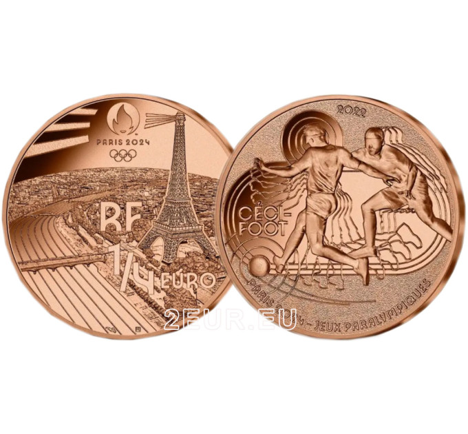 France 1/4 euro UNC 2022 - Paris 2024 Olympic Games - Sports Blind Football