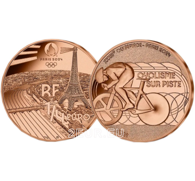 France 1/4 euro UNC 2022 - Paris 2024 Olympic Games - Sports Cycling