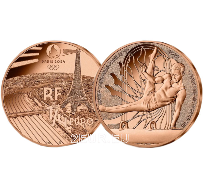 France 1/4 euro UNC 2023 - Paris 2024 Olympic Games - Sports Artistic Gymnastic