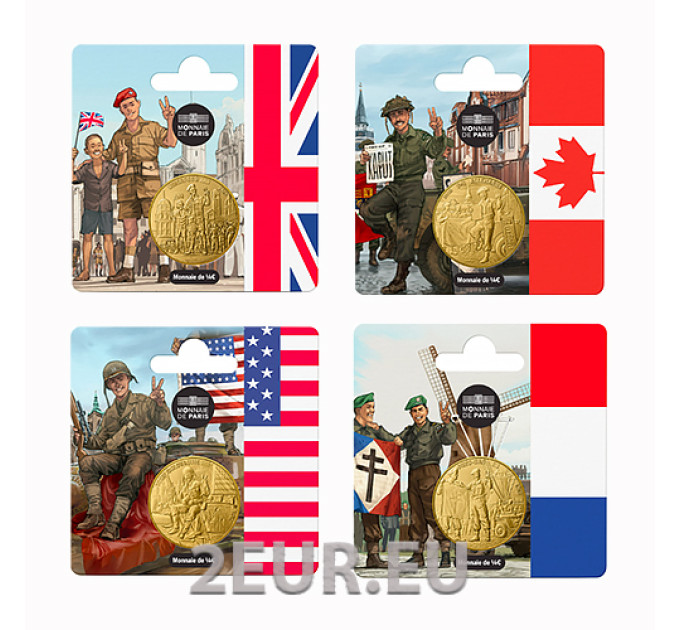 France 1/4 euro UNC 2025 - 80th Anniversary of D-DAY – Landing in Normandy