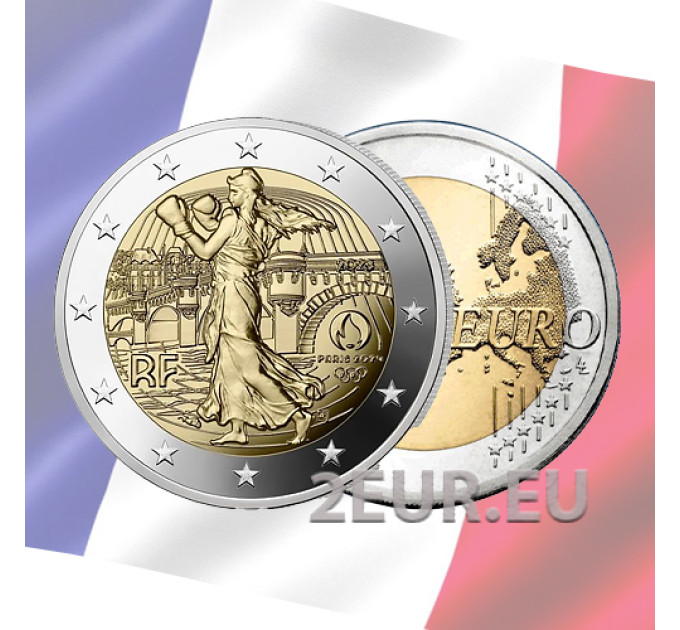 France 2 euro UNC 2023 - Paris 2024 Olympic Games - The Sower Practice Pugilism