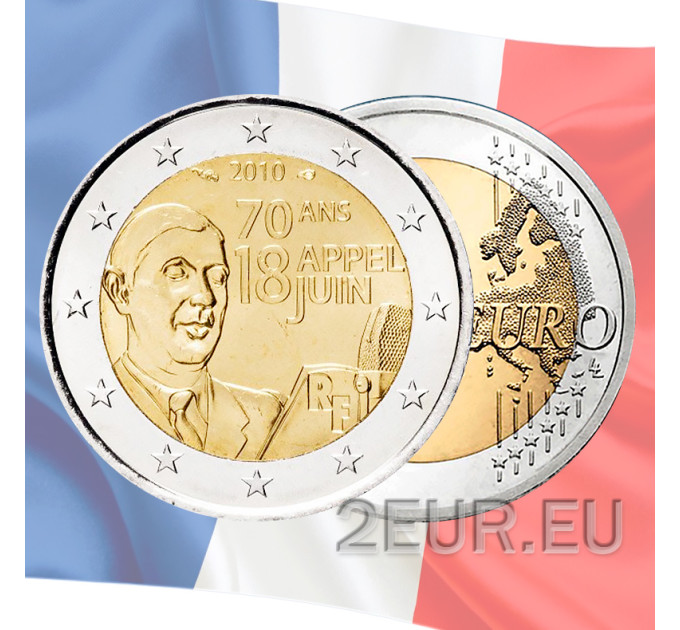 France 2 euro UNC 2010 - 70th Anniversary of the Appeal of 18 June 1940 - Charles de Gaulle