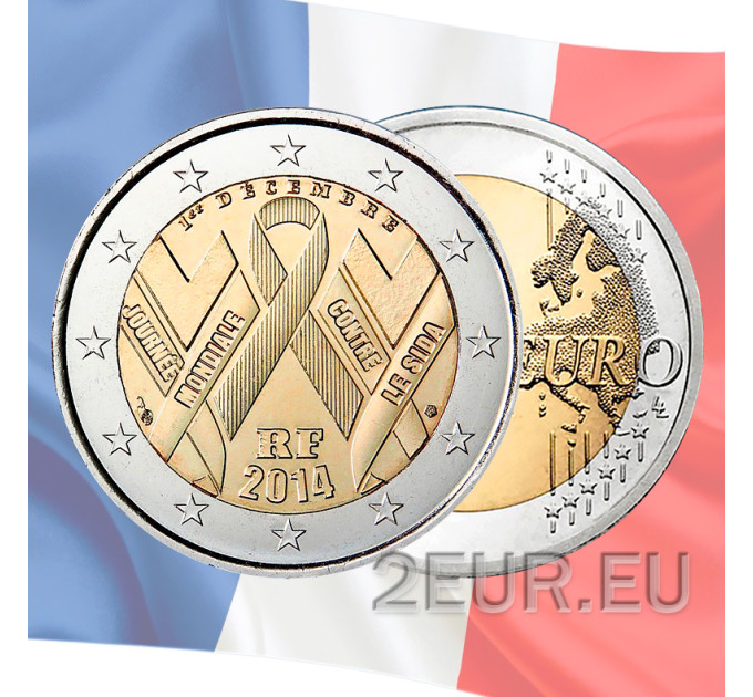 France 2 euro UNC 2014 - World AIDS Day